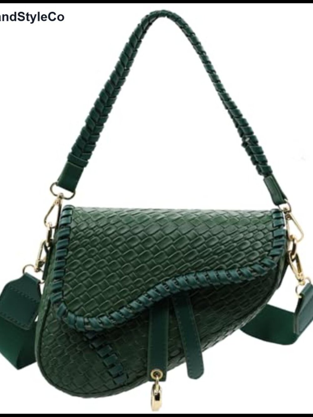Woven Imitation Crocodile Leather Saddle Crossbody Bag Small Satchel Purse